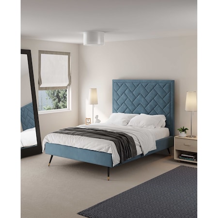 Manhattan Comfort Crosby Full- Size Bed in Blue BD009-FL-BL